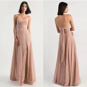 BHLDN Jenny Yoo Collection Kiara Floral Print Dress Whipped Apricot Size 4 EUC